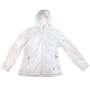 Spyder Softshell Hoodie Jacket Women M White Excellent Full Zip SPF6M225-105